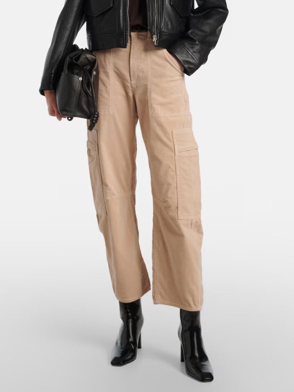 NEW $258 CITIZENS OF HUMANITY MARCELLE BARREL CARGO CORDUROY PANTS IN BEIGE 28